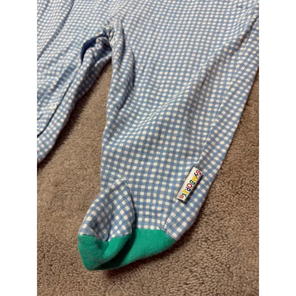 Vintage Rainbow Gymboree Infant Boys Blue Green Plaid Trucks One Piece 6-12 mo